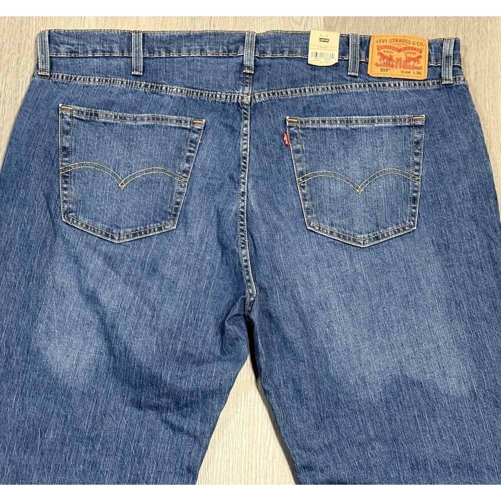 Levi's 559 Relaxed Straight Fit Jeans Men's Size 44x30 Medium Blue Stretch NWT - Picture 10 of 12